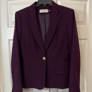 Calvin Klein Purple Blazer Tailored Suit Jacket